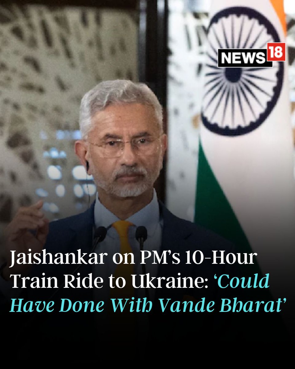 CNNnews18's tweet photo. EAM #SJaishankar said barring the train ride to #Kyiv and the Shinkansen #bullettrain ride in #Japan he does not remember PM Modi taking train rides on a foreign trip
#PMModiinUkraine #VandeBharat #IndianRailways #Trending
https://t.co/Ks4rdkuIPm https://t.co/N0WOOVuYHQ