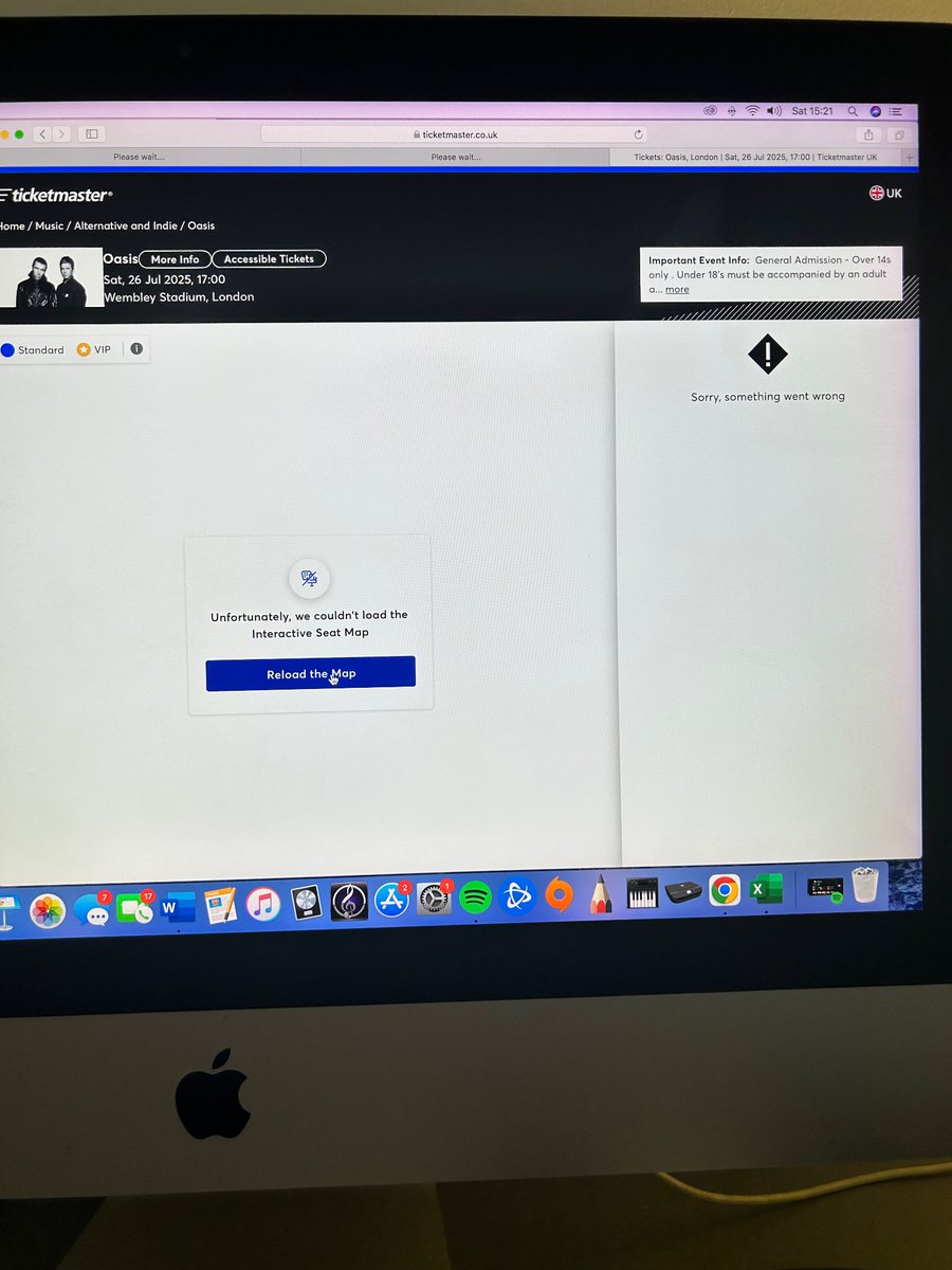 _shinhead's tweet photo. @TicketmasterCS @TicketmasterUK been queuing since 8am finally get through to this? Does this mean sold out? If so why does it not just say that instead of giving people false hope! https://t.co/CyMGqbZCf4