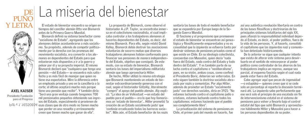 AXELKAISER's tweet image. Pocos conocen los orígenes fascistas del estado de bienestar y especialmente del sistema de pensiones de reparto. Menos aún saben que fue la piedra angular del régimen nazi y del militarismo de Hitler. Quienes pretenden en Chile, Colombia y otras partes volver a un sistema de…