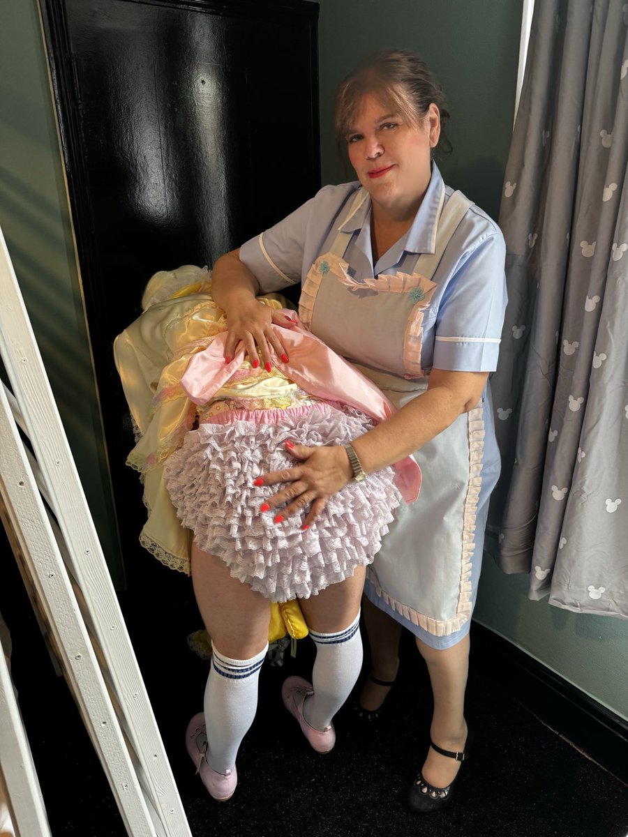 In the nursery today with Nanny there is an extremely frilly bottom !
Little Charlotte looked so cute - the dress she is wearing actually belonged to Mrs Silk and was used for maid training humiliation!
They certainly don’t make them like they used to as it’s simply gorgeous !