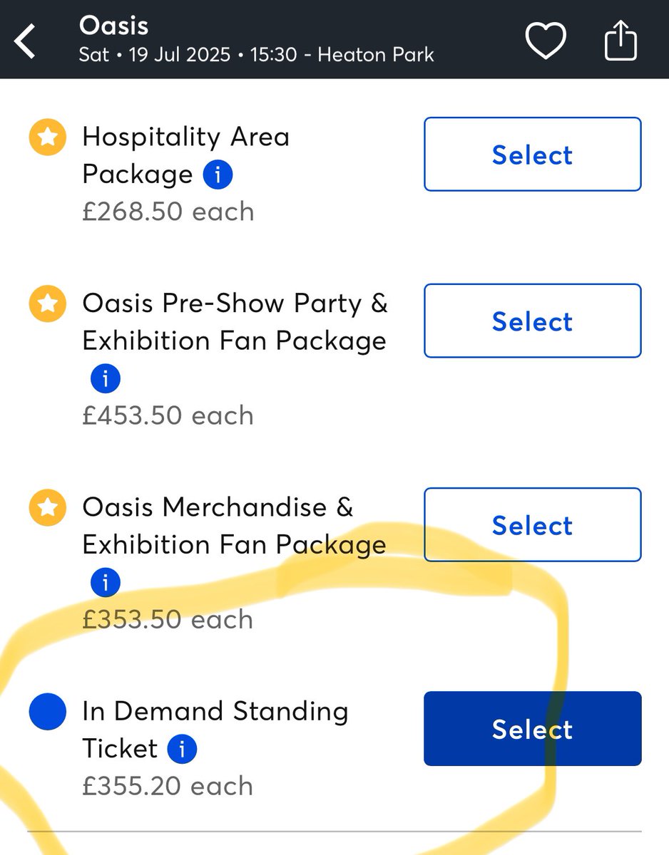 DeltaCity87's tweet photo. @oasis @TicketmasterUK @Twickets Interesting, because you can’t even buy straight from @TicketmasterUK at face value. Dynamic “In demand” pricing is opportunistic and scummy behaviour from @TicketmasterUK. https://t.co/BQQMy2azAy
