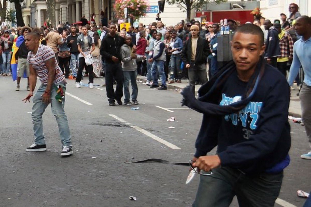Suffragent_'s tweet photo. Black privilege = being allowed a £12million annual brawl where people die, yet forever exempt from being called ‘far-right’.

#NottingHillCarnival https://t.co/QTxT3zVqBH