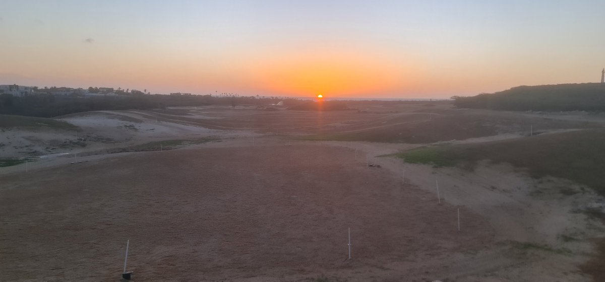 JasonChennault's tweet photo. The past few days through tears, sometimes rage, and always with glorious sunsets this crew got it done! First 9 holes of #Tifeagle on greens and tees is completed #rtj2 #onehappyisland https://t.co/yBTlm7J4pt