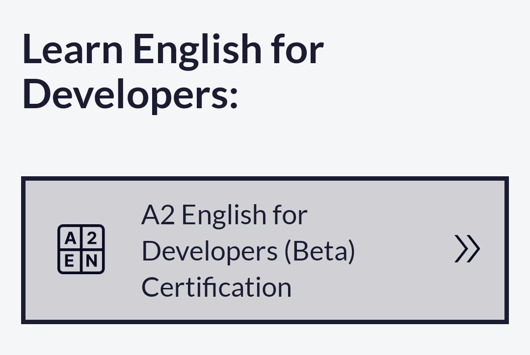 denicmarko's tweet image. FreeCodeCamp has a new certification program:

&quot;English for Developers&quot;

At the moment Level A2 is available. And they&apos;ll soon introduce Levels B1, B2, and C1 as well.