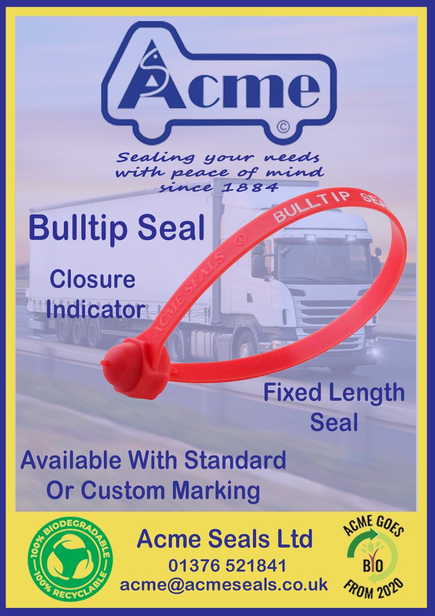 AcmeSealsLtd's tweet photo. For more info, contact us at 01376 521841 or email acme@acmeseals.co.uk.
#securityseals #logistics #distribution #cargolossprevention #logisticssecurity #supplychainsecurity #lossprevention #firedoorseals #fireprotection #TamperEvident #AssetProtection #SafetyFirst https://t.co/tUTkpgRsUp