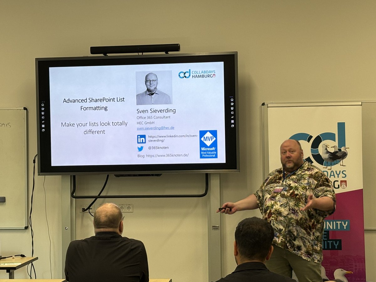 Letzte Session für heute: <a href="/365Knoten/">Sven Sieverding</a> über Advanced SharePoint Formatting 🎨 #Collabdays #Hamburg #CollabdaysHH
