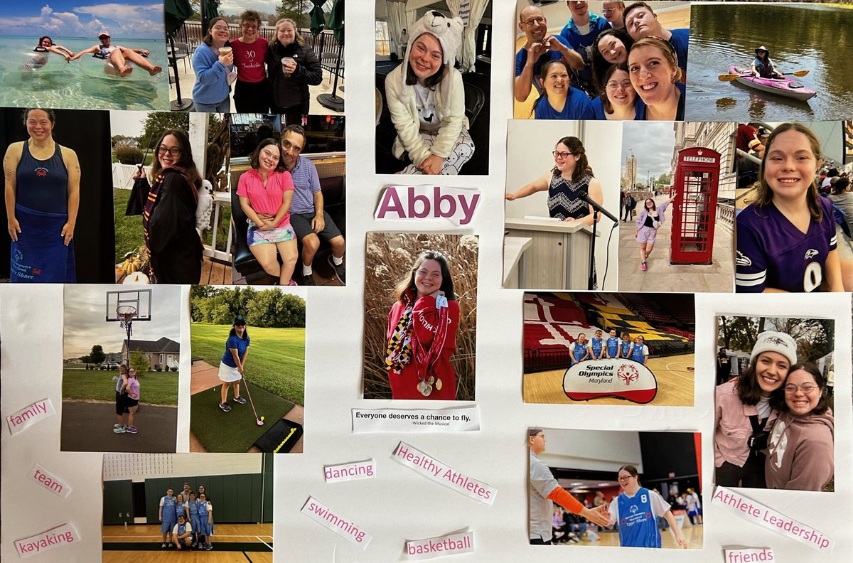 SpOlympicsMD's tweet photo. It's #StrongMindSaturday and we have another #HealthMessenger Vision Board for you from Abby Gibbons! Abby's #VisionBoard features family, friends, sports, and SOMD activities she is involved with. We love it, Abby! https://t.co/tJZLgoblQz #InclusiveHealth https://t.co/x4zfhbrGk5