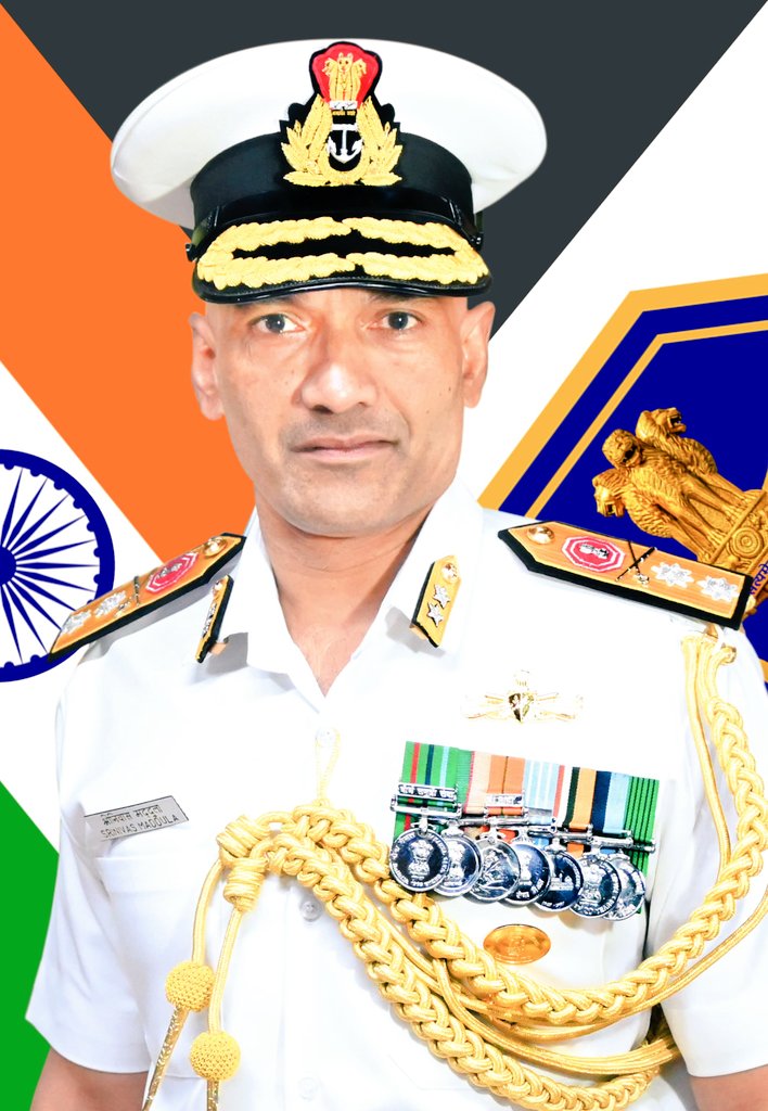 IN_HQSNC's tweet photo. RAdm Srinivas Maddula took over as Flag Officer Sea Training on #30Aug 24. He is an alumnus of NDA and graduate of US Marine Corps Command &amp;Staff College and @InNwc, Goa. He has commanded T80, Nipat, Godavari, Ganga &amp; Trikand. Prior Flag Rank,he was Cmde (Naval Intelligence) https://t.co/BmnRrQUlzs