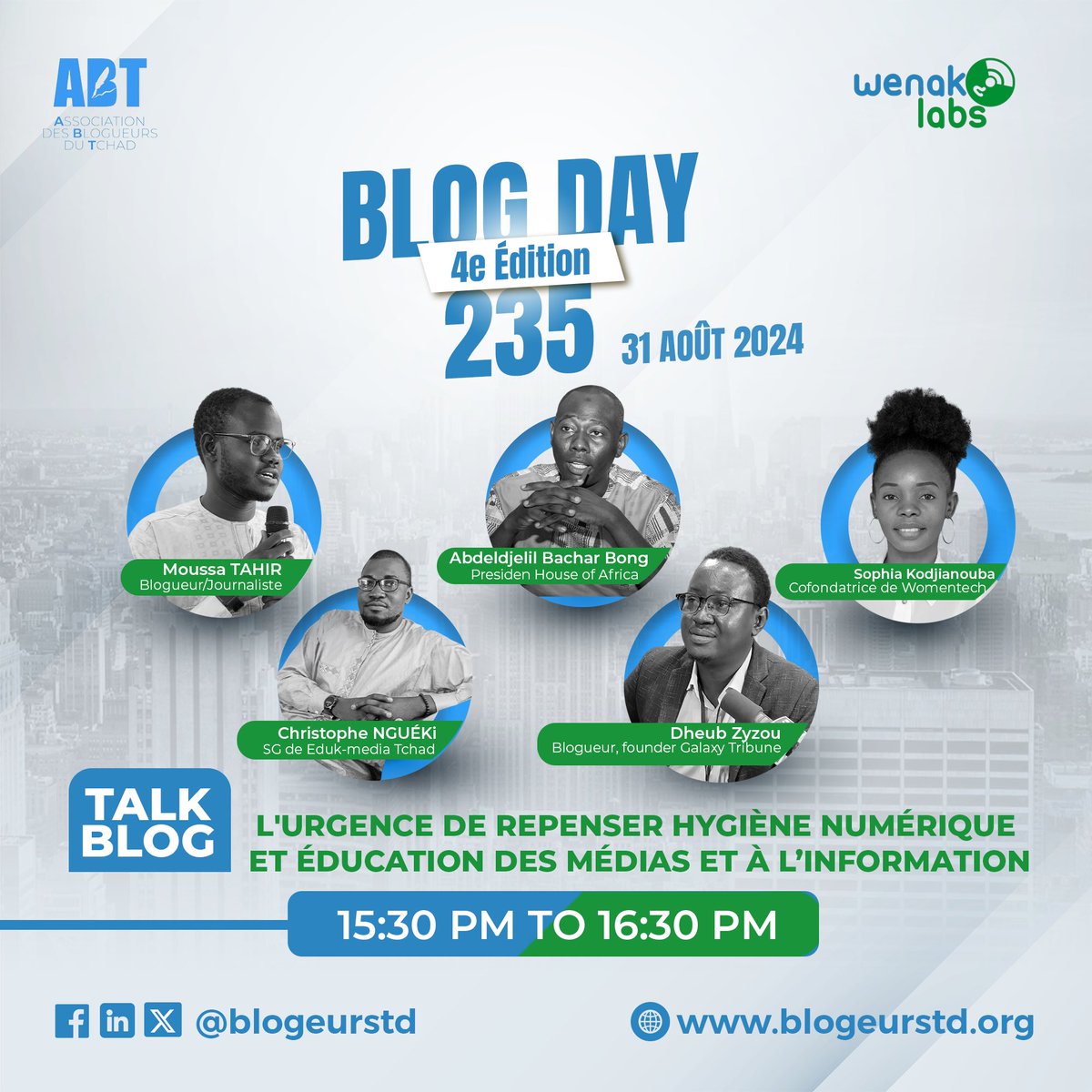 L’heure est au #TalkBlog pour clôturer avec cette belle journée riche en partage d’expériences de la quatrième édition de la journée mondiale du blog avec des invités de marque. #BlogDay235 #Tchad