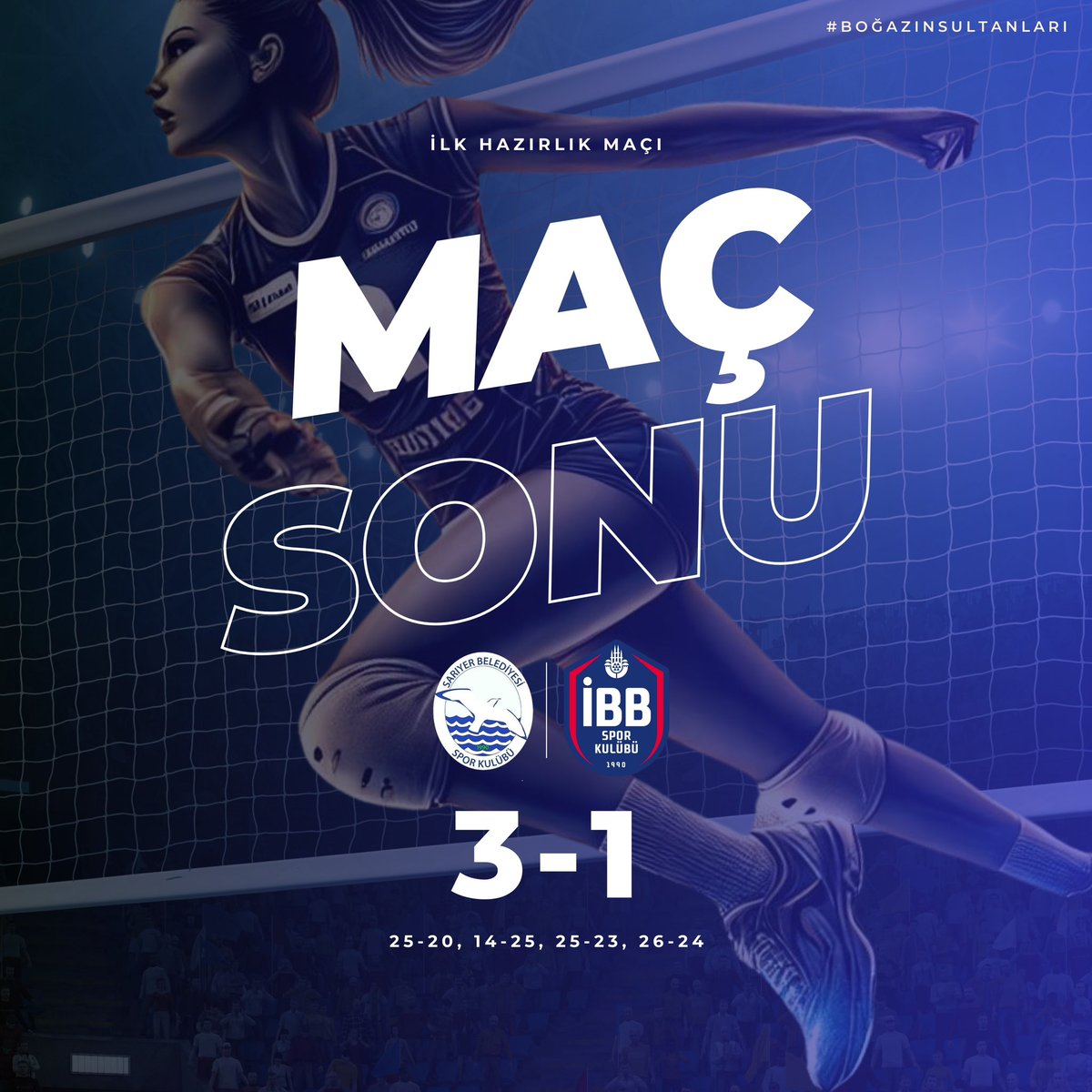 🏐 İstanbul’un köklü kulüplerinden İBB Spor Kulübü ile ilk hazırlık maçımızı gerçekleştirdik. 3-1’lik skorla galip gelerek güzel bir başlangıç yaptık. Emeği geçen herkese teşekkürler! 💙🤍
#BoğazınSultanları #HazırlıkMaçı #ZaferBizimHedefimiz