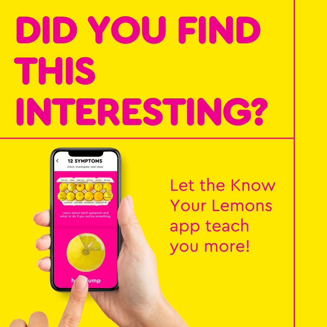 Not all changes in the breast indicate cancer. ➡️ There are many breast conditions that are non-cancerous. Our free app teaches you how best to decipher between these symptoms and more. Download in the app store today. 🍋🍋
