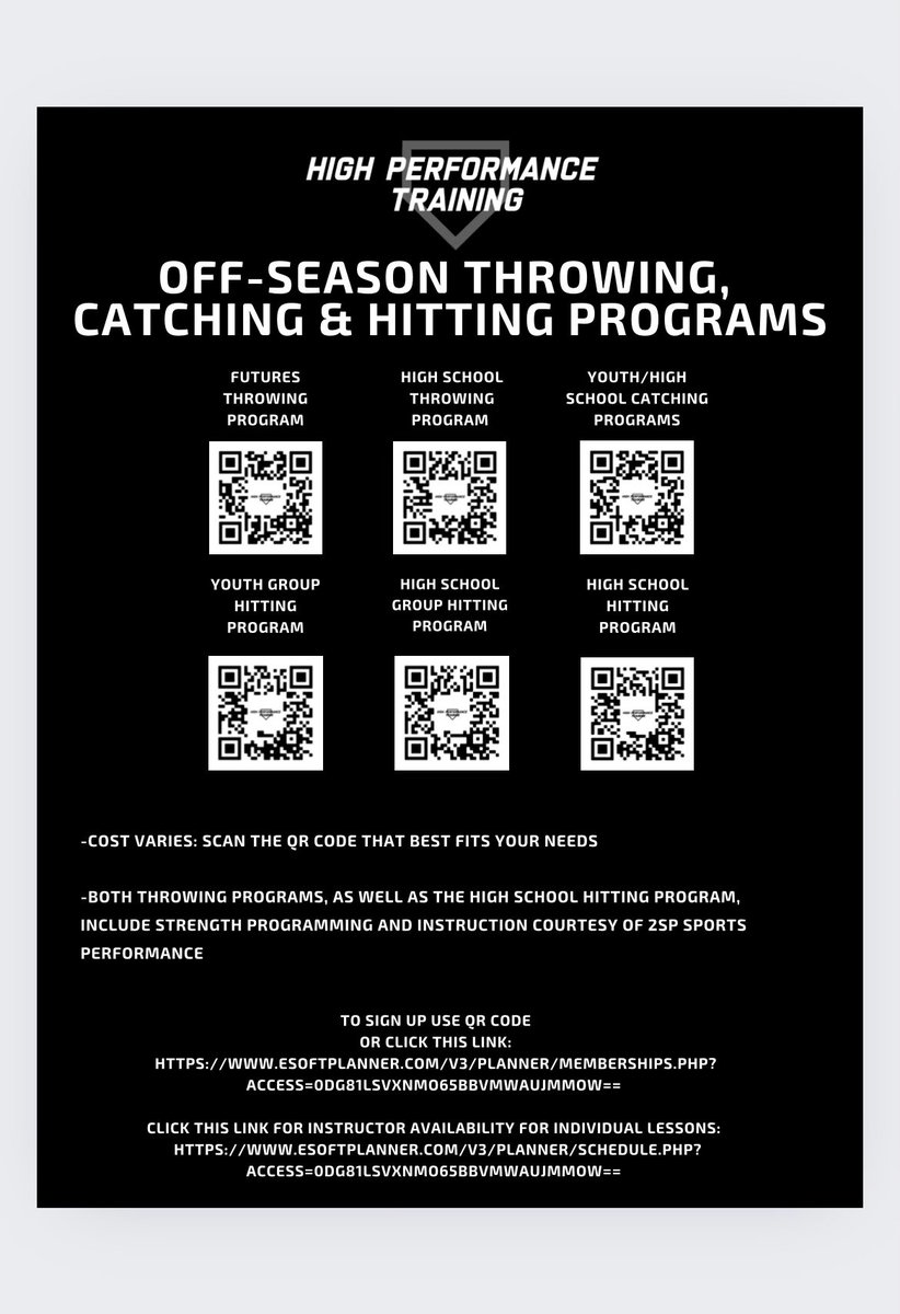 Kyle Fedorka (@kylefedorka) on Twitter photo Upcoming Programs <a href="/HP_Training/">High Performance Training</a>
Throwing, hitting, catching, lifting.
🔥 New location 🔥 will be open in 2 weeks!!
#ThrowWithUs #HitWithUs #LiftWithUs Upcoming Programs <a href="/HP_Training/">High Performance Training</a>
Throwing, hitting, catching, lifting.
🔥 New location 🔥 will be open in 2 weeks!!
#ThrowWithUs #HitWithUs #LiftWithUs