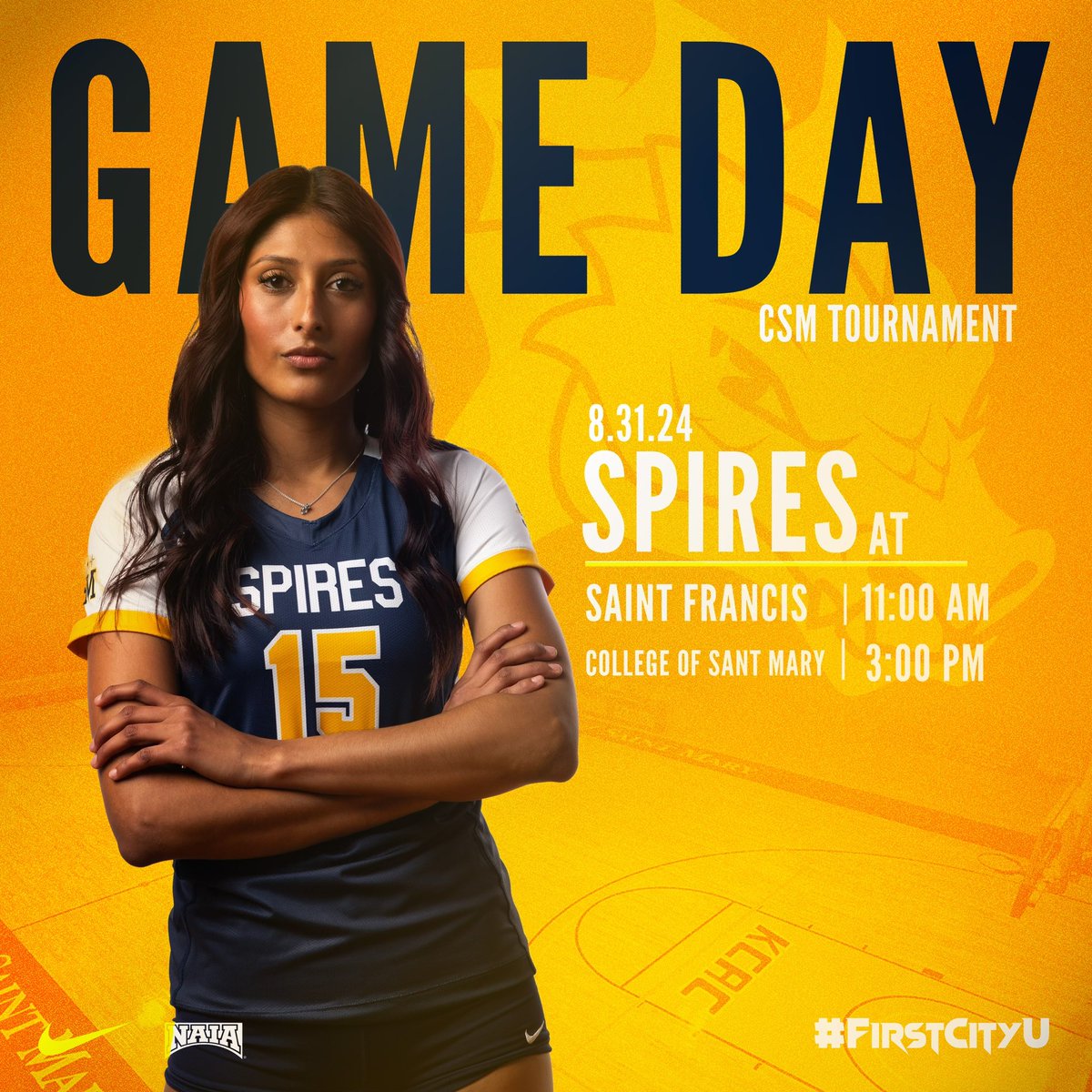 𝗚𝗔𝗠𝗘 𝗗𝗔𝗬! 🐉💫

It’s an action packed day for the Spires!

Women’s Soccer (Home) - vs. Graceland at 1pm 
Football (Home) - vs. Friends University at 6pm
Men’s Soccer (Away) - at UHSP at 1pm
Volleyball (Away) - at CSM Tournament at 11am and 3pm. 

#GoSpires #FirstCityU