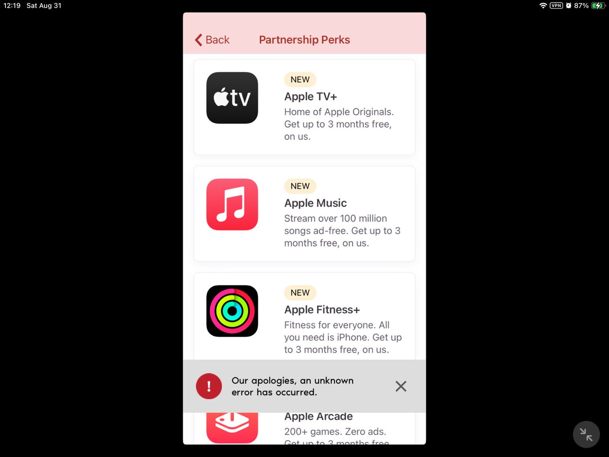 ChefMacdoin's tweet photo. @loblawco @AppleTV soooooo, PC optimum has an offer to enjoy 3 month of Apple TV+… well surprise surprise, it does not work… you get a nice sorry something went wrong… so Apple TV shame on you for associating yourself to Loblaws as they seem not to want us to get the offer… https://t.co/Yle9Sa94aD