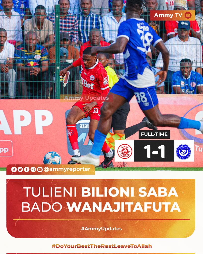 ammyreporter's tweet photo. #AmmyUpdates

Si tumekubaliana bado wanajitafuta Jamani, kuweni wapole tuu😂

Simba SC 1️⃣-1️⃣ Al Hilal FC

#AmmyReporter | #AmmyGrafix | #AmmyMation https://t.co/Llay36U6RR