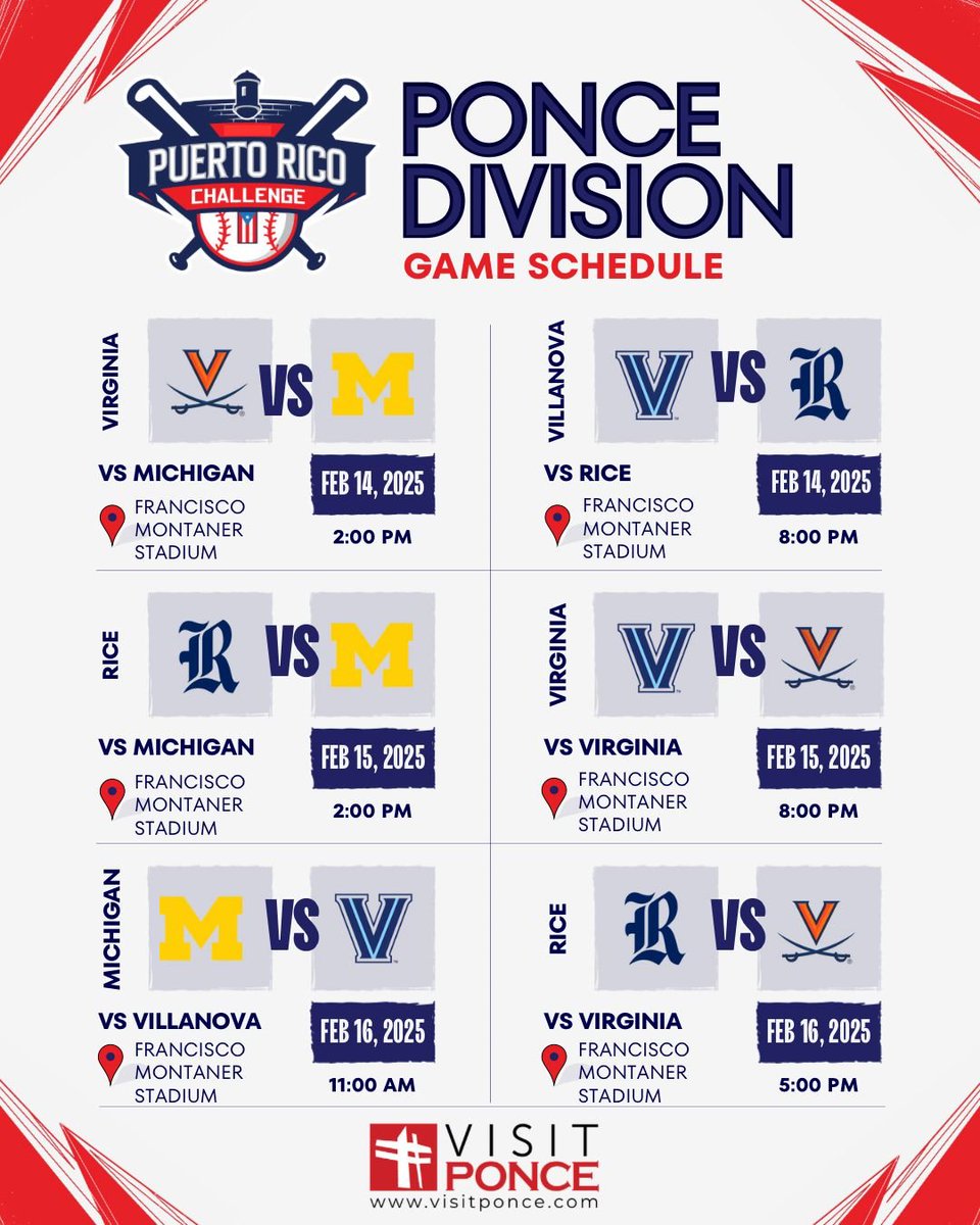 Official game schedule for the Ponce Division! 
Our Fan Travel Packages will contain game tickets, transportation to and from the games, and a PR Challenge backpack!  epikkos.com/pr-challenge/
Puerto Rico residents, purchase your tickets through Ticketera: ticketera.com/2025prchallang…