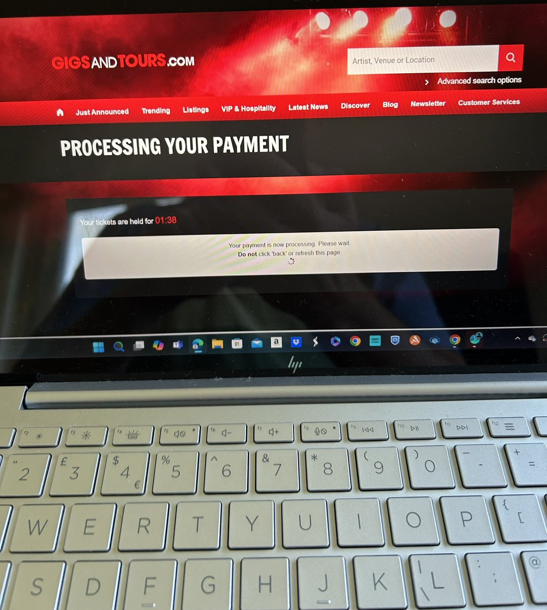 Hi <a href="/gigsandtours/">gigsandtours</a> I got through, had tickets for Murrayfield, then put my credit card details in, even the one time code from my bank! Then nothing. Really poor.