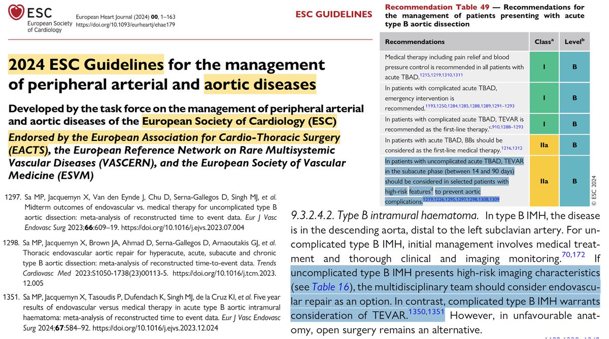 Michel Pompeu Sá (@m_pompeu_sa_md) on Twitter photo 🔥New <a href="/escardio/">European Society of Cardiology</a> guidelines for #Aortic diseases are out and I am glad to see the work developed during my recent aortic fellowship under <a href="/IbrahimSultanMD/">Ibrahim Sultan</a> and <a href="/DSGMD/">Derek Serna-Gallegos MD</a> at <a href="/UPMC_CTSurgery/">Pitt Cardiothoracic Surgery Department</a> making its way into the guidelines. Important information about #TEVAR in #AorticDissection #IMH 🔥New <a href="/escardio/">European Society of Cardiology</a> guidelines for #Aortic diseases are out and I am glad to see the work developed during my recent aortic fellowship under <a href="/IbrahimSultanMD/">Ibrahim Sultan</a> and <a href="/DSGMD/">Derek Serna-Gallegos MD</a> at <a href="/UPMC_CTSurgery/">Pitt Cardiothoracic Surgery Department</a> making its way into the guidelines. Important information about #TEVAR in #AorticDissection #IMH