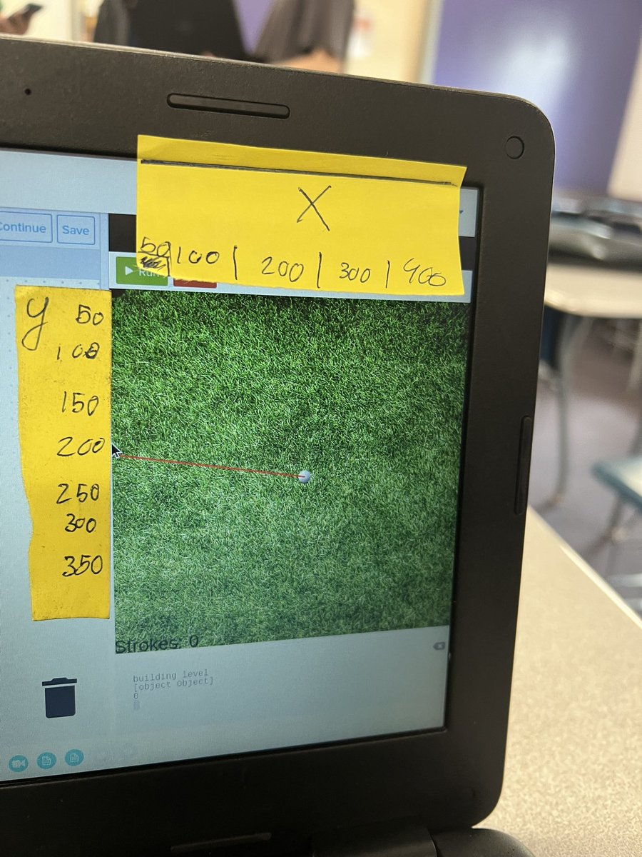 PlanoCompSci's tweet image. Game Design students worked  hard this week to learn some basic coding concepts to help with future game design applications. I loved the creativity of one student to give herself a rough XY coordinate guide!