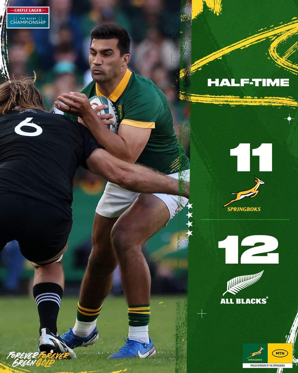 A breathless first half comes to an end, with New Zealand in the lead ⏰
#Springboks #ForeverGreenForeverGold #RSAvNZL
