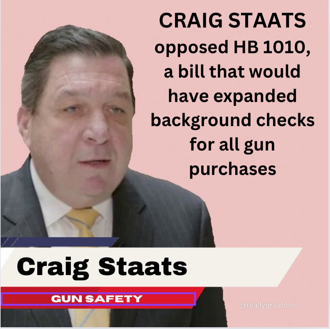 If <a href="/RepStaats/">Rep. Craig Staats</a> cared about stopping #crime he would listen to 60% of Pennsylvania voters who support stronger gun control measures.

He believes the people should do what he and his party want.
 #145th #buckscounty #PA