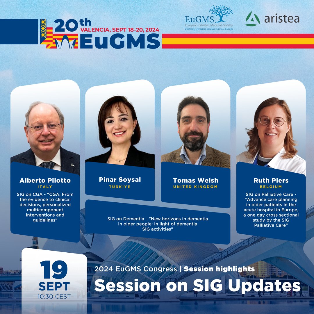 EuGMS - European Geriatric Medicine Society (@eugmssociety) on Twitter photo 🎓 Don’t miss the session on SIG updates at the #EuGMS2024 Congress! ✅
🗓️ September 18th
⌚ 14h00 CEST
🇮🇹 Alberto Pilotto, 🇹🇷 <a href="/drpinarsoysal/">pinar soysal</a>, 🇬🇧 <a href="/Tomas_Welsh/">Tomas Welsh</a> & 🇧🇪 Ruth Piers will be the four speakers! ➡️ eugms2024.com
@aristeagroup 🎓 Don’t miss the session on SIG updates at the #EuGMS2024 Congress! ✅
🗓️ September 18th
⌚ 14h00 CEST
🇮🇹 Alberto Pilotto, 🇹🇷 <a href="/drpinarsoysal/">pinar soysal</a>, 🇬🇧 <a href="/Tomas_Welsh/">Tomas Welsh</a> & 🇧🇪 Ruth Piers will be the four speakers! ➡️ eugms2024.com
@aristeagroup