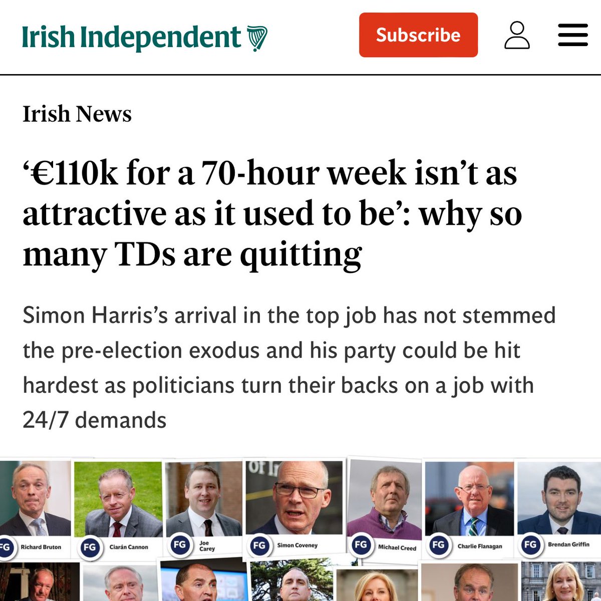 paddycosgrave's tweet photo. Fine Gael TDs are quitting in record numbers in part because the Ditch regularly exposes many of them as corrupt, incompetent, lawless, and deceitful grifters. But also because many are retiring to lucrative pensions that they cynically voted to award themselves. Good riddance. https://t.co/V5nJih7h9q