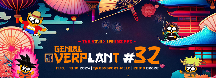 Ihr braucht kein Crunchyroll mehr!
Die genial verpLANt #32 - The Howly LANime Arc steht vom Fr. 11. Oktober bis zum So. 13. Oktober in der Großsporthalle Brake an!
Alle weiteren Informationen hier  - total-verplant.de/news
Wir sagen ARIGATŌ und freuen uns auf euch im Oktober!