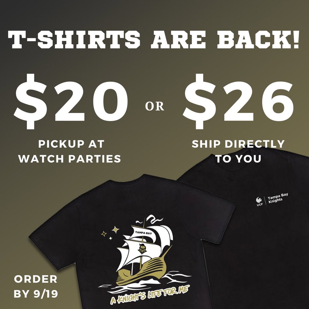 We’re excited to share the 2034-2025 t-shirt design, bringing together two Tampa Bay icons - pirates &amp; UCF! 

Donate today for yours! 

Order until 9/19 using the link below:
givecampus.com/campaigns/5121…
