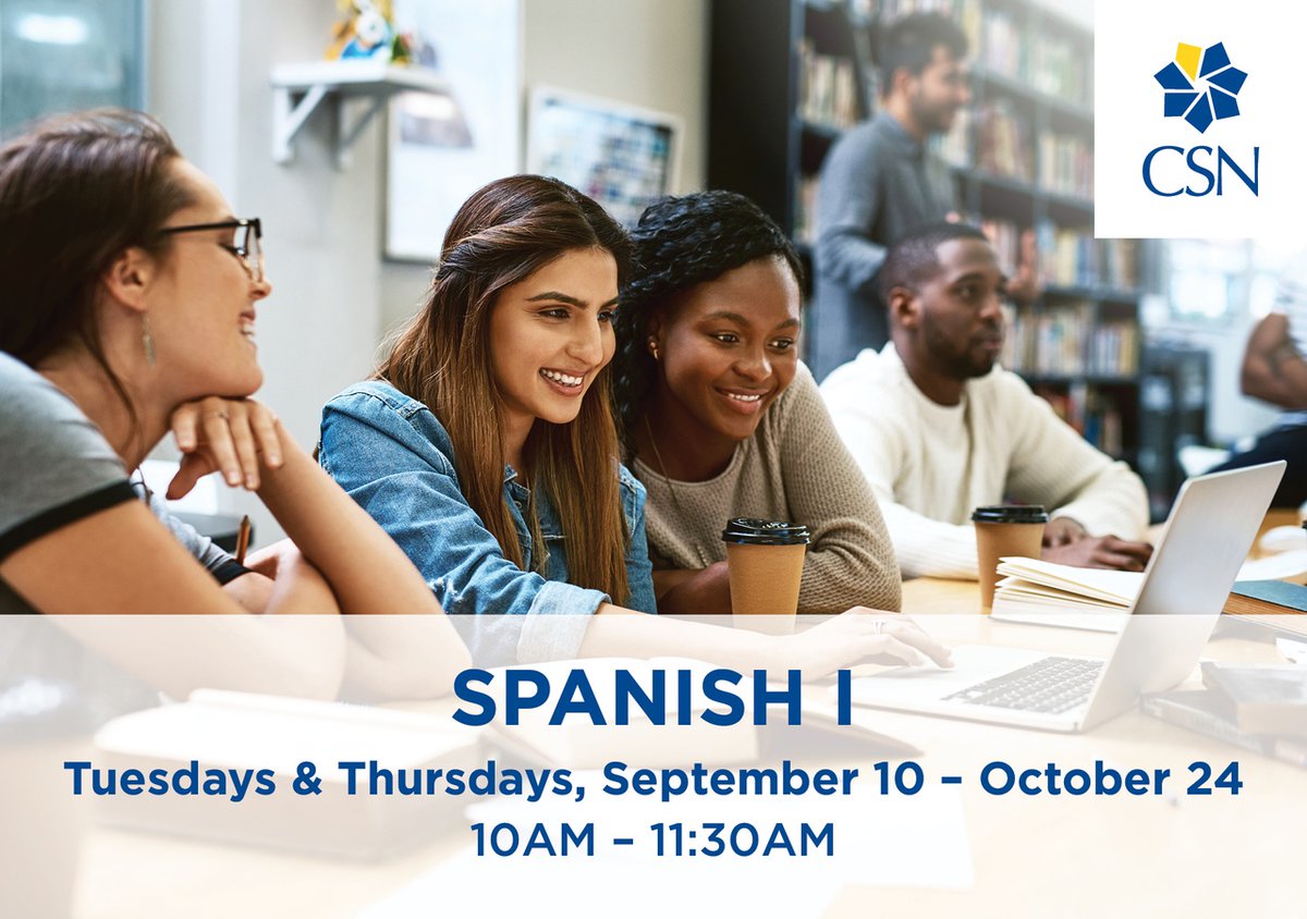 This is a great class to learn Spanish, the book is fun, and easy to understand. This class is for beginners or people who have taken Spanish before and want to review what they have learned. Si se puede! Yes you can! 

Start your journey today!
csn.augusoft.net/index.cfm?meth…