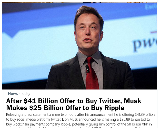 CryptoGeekNews's tweet photo. 🚨BREAKING: Elon Musk Offers to Buy #Ripple Labs (Including #XRP Holding) for $25 BILLION

CTF Token @tokenctf on the XRP Ledger is along with XRP set to go from $0.97 to $1482 within weeks if the XRP Ledger Moves $40 Trillion as expected by 2025.

This comes after ELON MUSK reported owns over $11.7 MILLION WORTH OF XRP!!