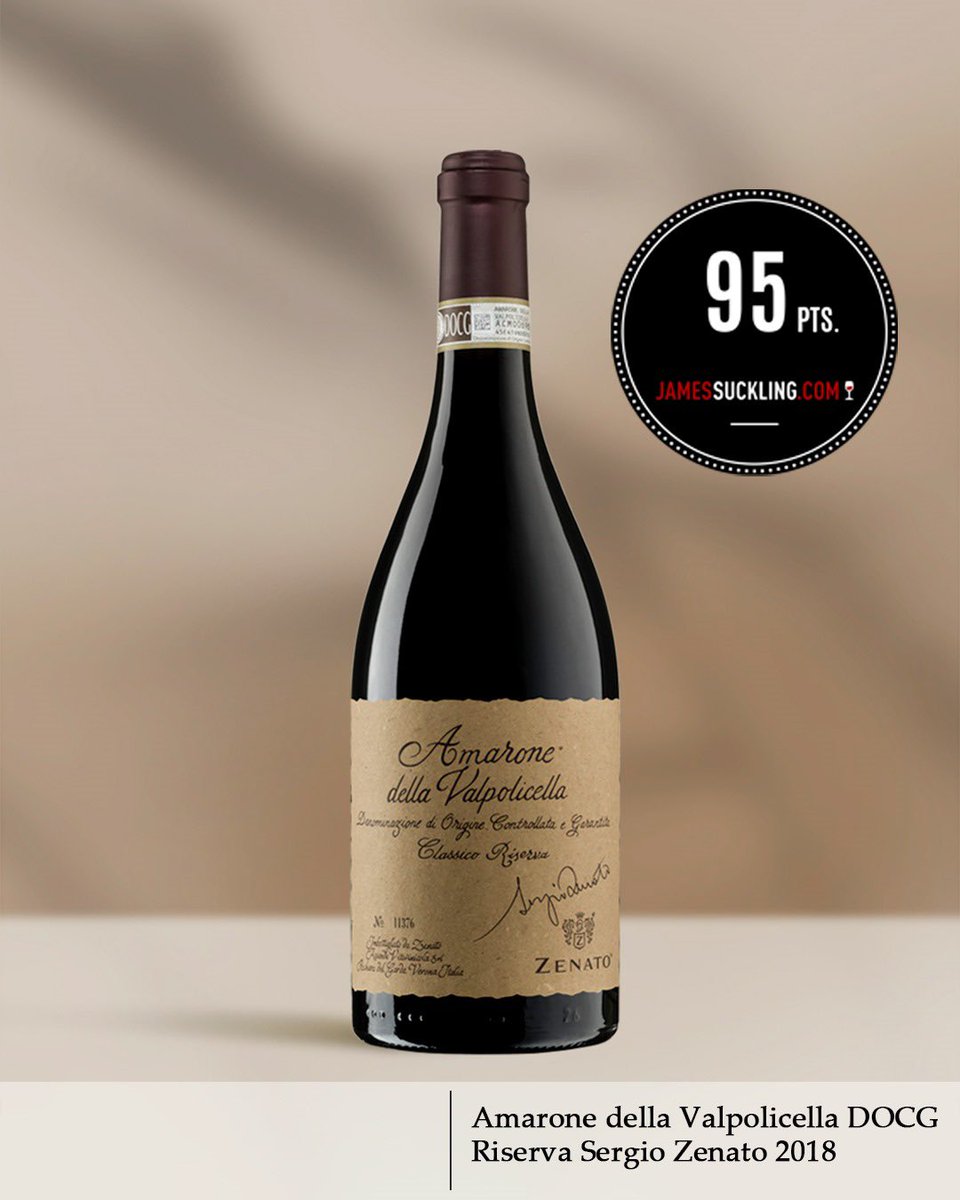 Zenato Winery (@zenatowinery) on Twitter photo Amarone Riserva Sergio Zenato 2018 <a href="/JamesSuckling/">James Suckling</a> 95 points
“Dense garnet, with a nose of walnut husks, toasted black pepper, sour cherries and ash. Smooth and soft on the palate, with a full body and ripe, silky tannins balanced by zesty acidity Amarone Riserva Sergio Zenato 2018 <a href="/JamesSuckling/">James Suckling</a> 95 points
“Dense garnet, with a nose of walnut husks, toasted black pepper, sour cherries and ash. Smooth and soft on the palate, with a full body and ripe, silky tannins balanced by zesty acidity