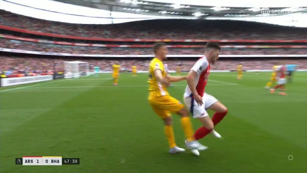 piersmorgan's tweet image. Still absolutely fuming about this.. @_DeclanRice sent off for being brutally kicked from behind. Not an exaggeration to say this was the worst red card decision in the history of professional football.