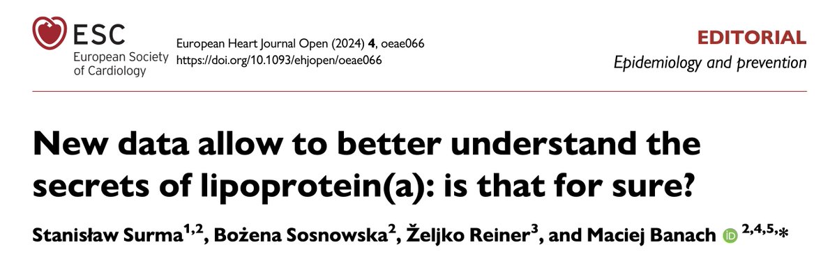 Stanisław Surma (@stanislawsurma) on Twitter photo #ESCCongress2024 Our editorial for the very important study by Leucker et al. just presented during Lp(a) session: doi.org/10.1093/ehjope…
<a href="/maciejbanach/">Maciej Banach</a> <a href="/SABOURETCardio/">SABOURETCardiologist</a> <a href="/ehjopen/">EHJOpen Editor-in-Chief</a> <a href="/ehj_ed/">EHJ Editor-in-Chief</a> <a href="/PoLACongress/">Polskie Towarzystwo Lipidologiczne</a> <a href="/ExpertLipid/">International Lipid Expert Panel (ILEP)</a> <a href="/Drlipid/">Thomas Dayspring</a> <a href="/SaDeRosa78/">Salvatore De Rosa</a> <a href="/pabeda1/">Sergio Kaiser MD, PhD, FACC, FESC 🇧🇷🇮🇱🇷🇴🇺🇦</a> #ESCCongress2024 Our editorial for the very important study by Leucker et al. just presented during Lp(a) session: doi.org/10.1093/ehjope…
<a href="/maciejbanach/">Maciej Banach</a> <a href="/SABOURETCardio/">SABOURETCardiologist</a> <a href="/ehjopen/">EHJOpen Editor-in-Chief</a> <a href="/ehj_ed/">EHJ Editor-in-Chief</a> <a href="/PoLACongress/">Polskie Towarzystwo Lipidologiczne</a> <a href="/ExpertLipid/">International Lipid Expert Panel (ILEP)</a> <a href="/Drlipid/">Thomas Dayspring</a> <a href="/SaDeRosa78/">Salvatore De Rosa</a> <a href="/pabeda1/">Sergio Kaiser MD, PhD, FACC, FESC 🇧🇷🇮🇱🇷🇴🇺🇦</a>