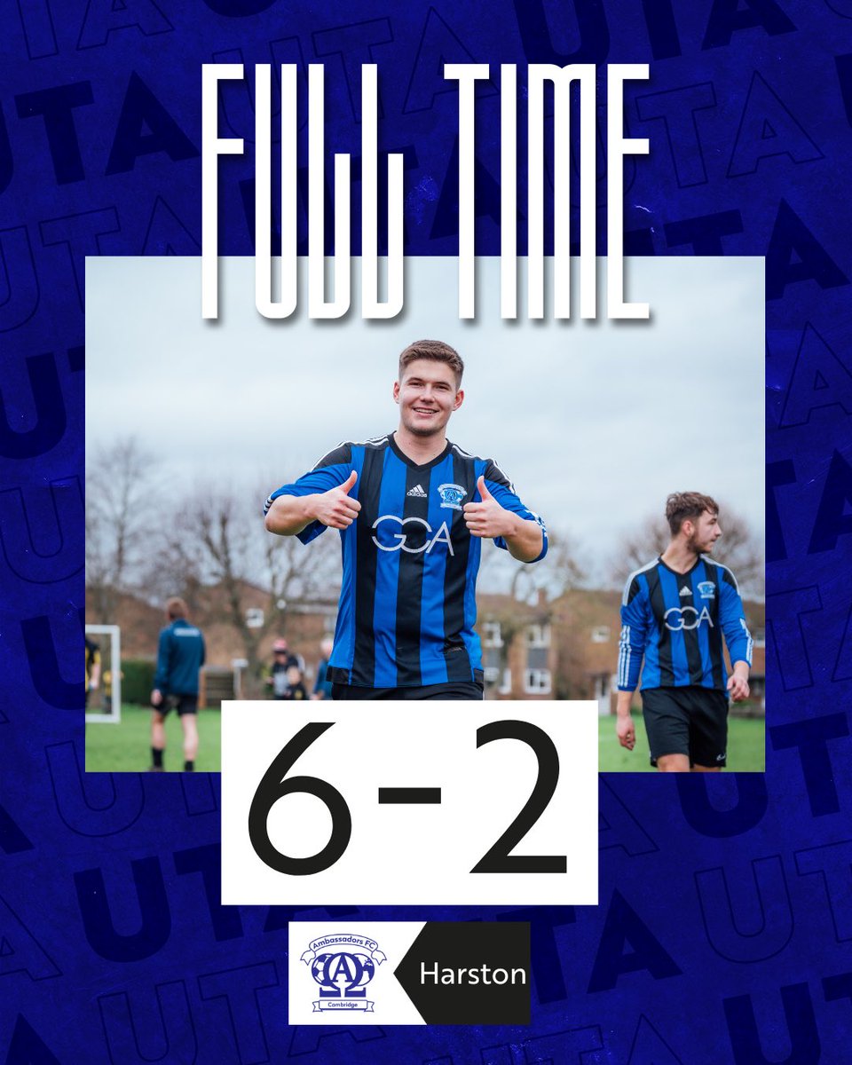 Cambambassadors's tweet photo. FULL TIME ⚽️

After a week off Ambassadors carry on their win streak and comfortably won 6-2 against Harston, well done to all lads playing today 👍🏼

⚽️⚽️⚽️ Nowinski
⚽️⚽️ Parkin
⚽️ JJ https://t.co/13JScobRAR