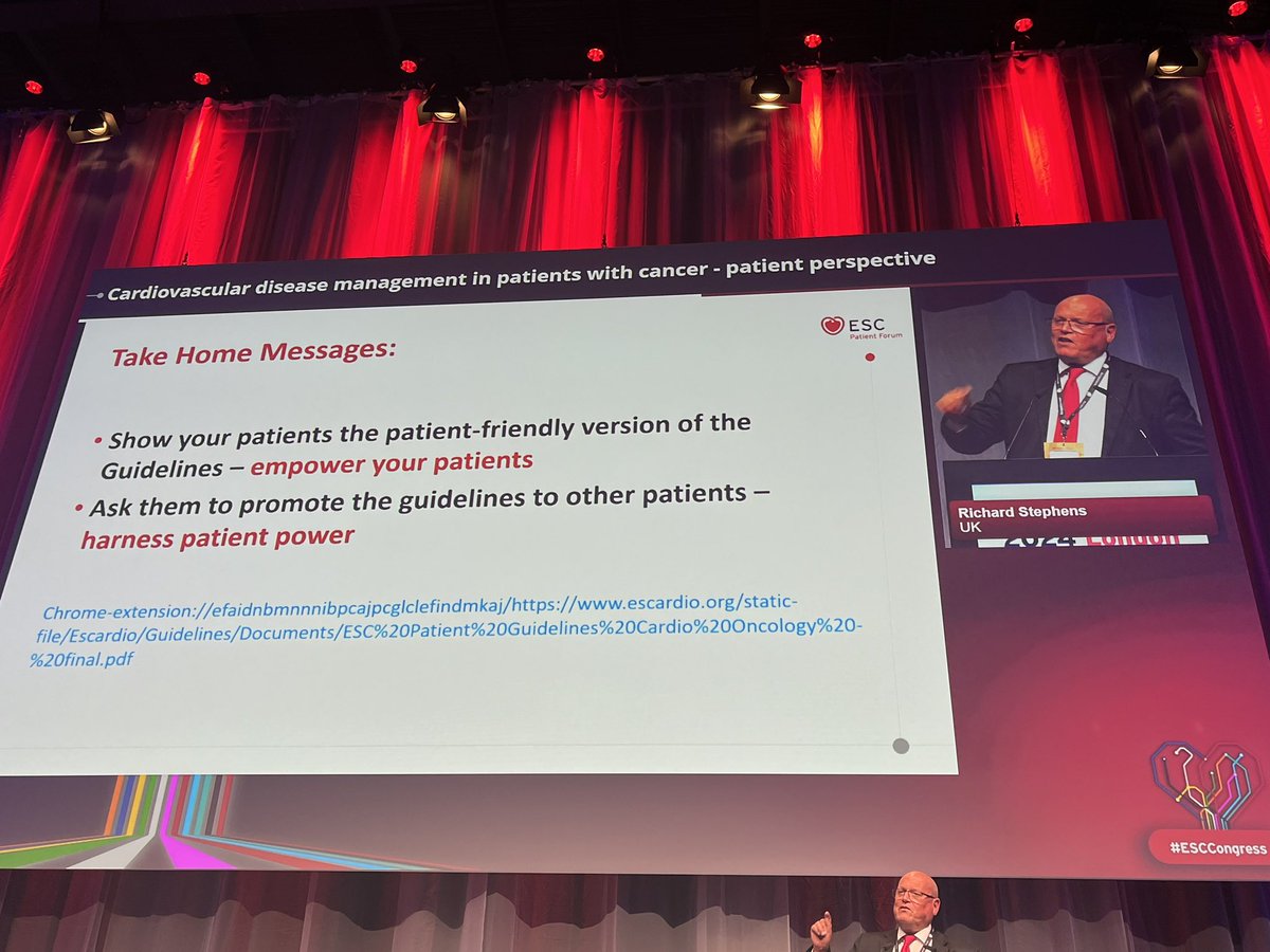Key messages from the first joint #ESC #ESMO session on #CardioOncology at #ESCCongress2024. Come back  to watch the session again: esc365.escardio.org/esc-congress/s…