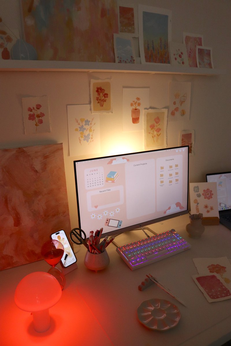 Still slowly getting my office together but it’s looking very cozy since I moved in 🥹✨
