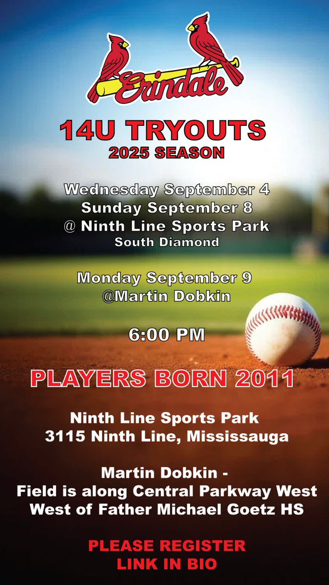 JrErindaleCards's tweet photo. 14U Rep Tryouts https://t.co/YkX5a4sn6W
