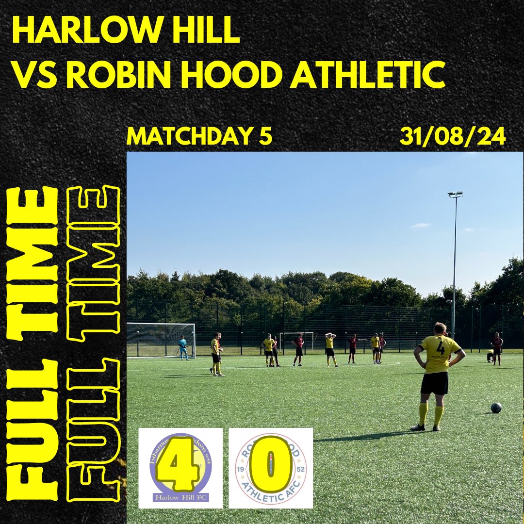 HarlowHillFC's tweet photo. 🟡FULLTIME⚫️

Goals from Johnson x2, Heard and Sellers secures us the 3 points at home ✅

Perfect response after midweek defeat, plus another clean sheet at home 🧱

#UTH 💛🖤 https://t.co/BHldCKBR4x