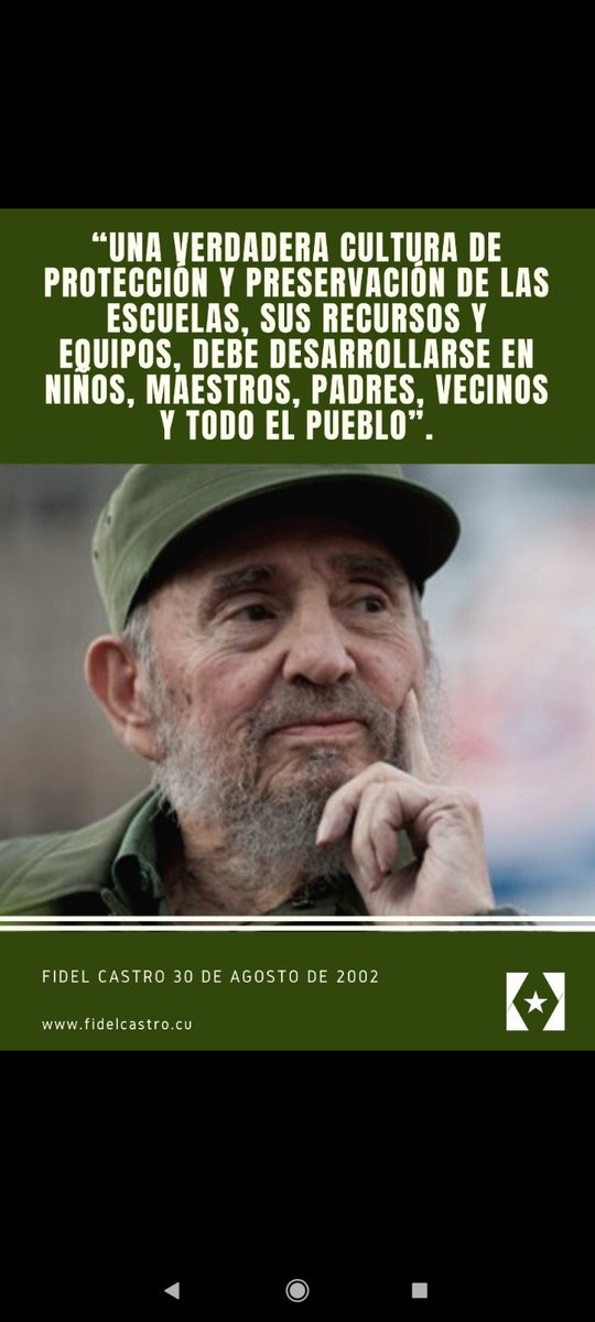 #EnergeticaCuba 📅30 de agosto de 2002 🎙️#Fidel: “Una verdadera cultura de protección y preservación de las escuelas, sus recursos y equipos, debe desarrollarse en niños, maestros, padres, vecinos y todo el pueblo”.
 
👉#FidelPorSiempre
