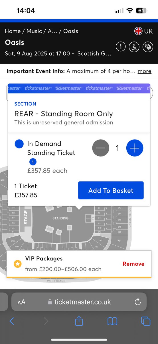 HelenFerguson's tweet photo. So @oasis don’t want anybody reselling tickets above face value but it’s ok for @TicketmasterUK to sell at double and triple the face value??? I hope the crowd throw their prawn sandwiches at you @NoelGallagher https://t.co/Sw4i0bN6DB