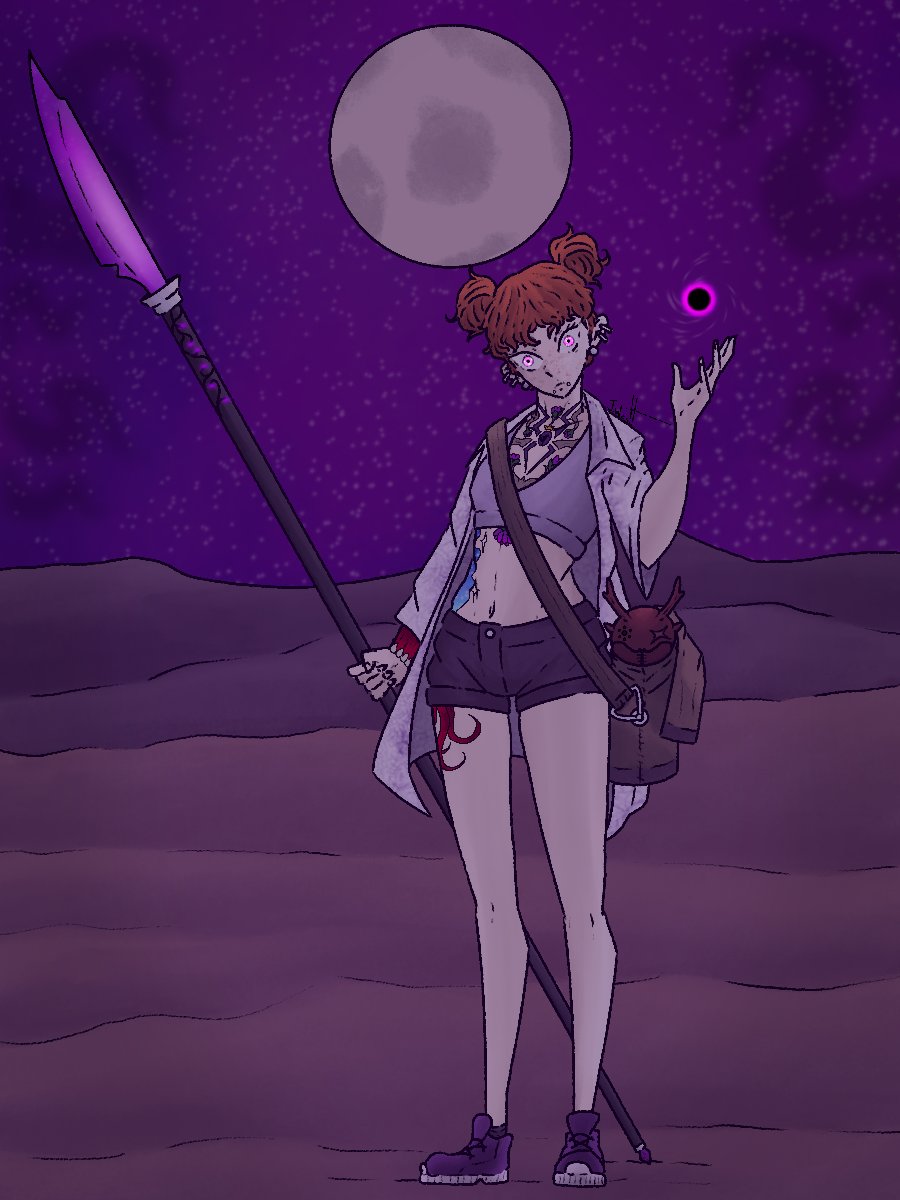 JulienWestt's tweet image. Another drawing of my DND character, Annia! She&apos;s definitely normal and well adjusted.