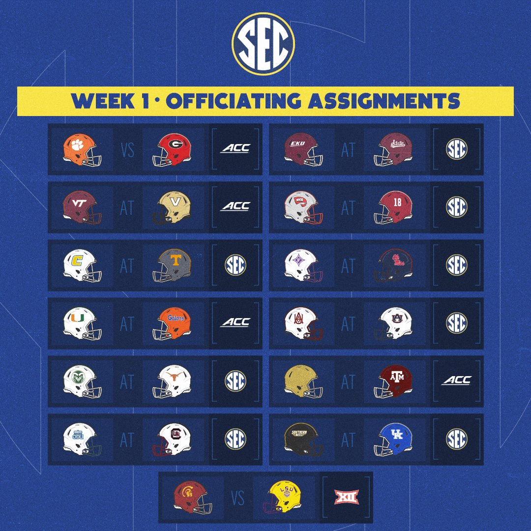 Week 1 • Officiating Assignments  

#SECFB