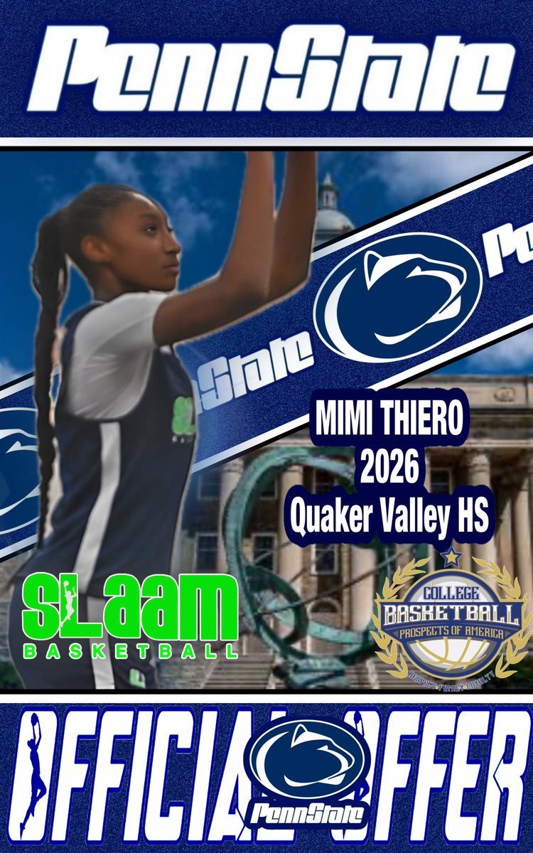 slaambasketball (@slaambasketball) on Twitter photo Thrilled that home state <a href="/CoachKiegs/">Carolyn Kieger</a> & <a href="/PennStateWBB/">Penn State Women's Basketball</a> have offered #SLAAMFam <a href="/mimi_thiero/">Mimi Thiero</a> the opportunity to compete in the BIG10!!
So excited for you!! <a href="/slaam2026jamal/">SLAAM 2026 Woodson</a> <a href="/prospectsbball/">Prospects Basketball</a> <a href="/QVBasketball/">Quaker Valley Basketball</a> Thrilled that home state <a href="/CoachKiegs/">Carolyn Kieger</a> & <a href="/PennStateWBB/">Penn State Women's Basketball</a> have offered #SLAAMFam <a href="/mimi_thiero/">Mimi Thiero</a> the opportunity to compete in the BIG10!!
So excited for you!! <a href="/slaam2026jamal/">SLAAM 2026 Woodson</a> <a href="/prospectsbball/">Prospects Basketball</a> <a href="/QVBasketball/">Quaker Valley Basketball</a>