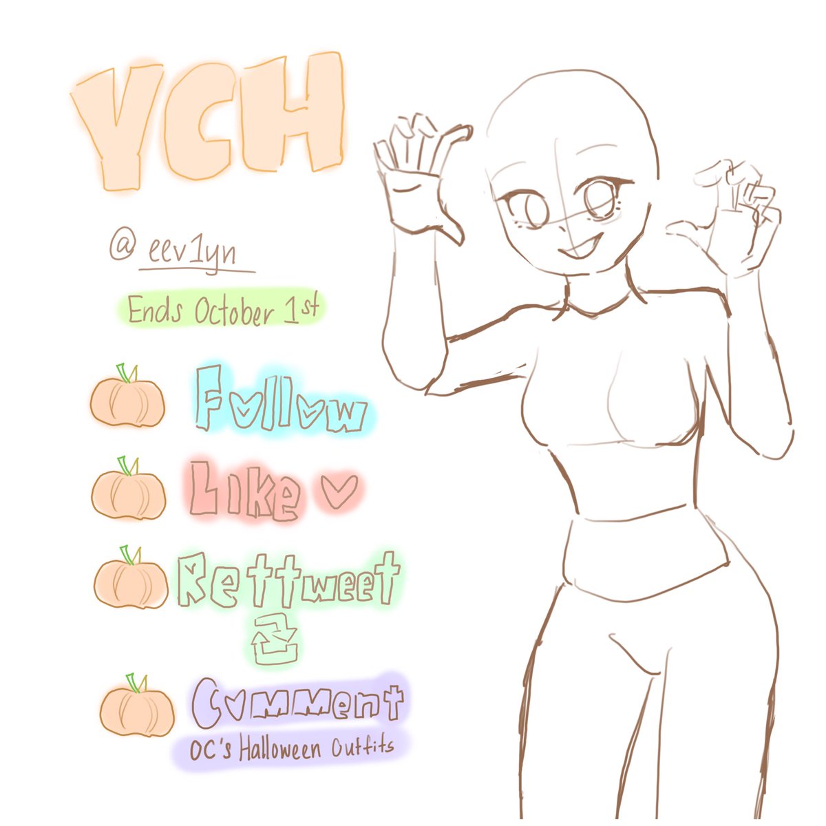 eev1yn's tweet photo. 🎃 Halloween YCH Art Raffle 🍁

Winner will get a knee-up with this pose

🌙 Follow
🌙 RT + Like
🌙 Comment your ref

Ends: 1st Oct

#artraffle #art #roblox #YCH #robux #robloxart #ocart #royalehigh #rhd #giveaway #comms #Commission #trading #vtuber https://t.co/e212HUMXs9