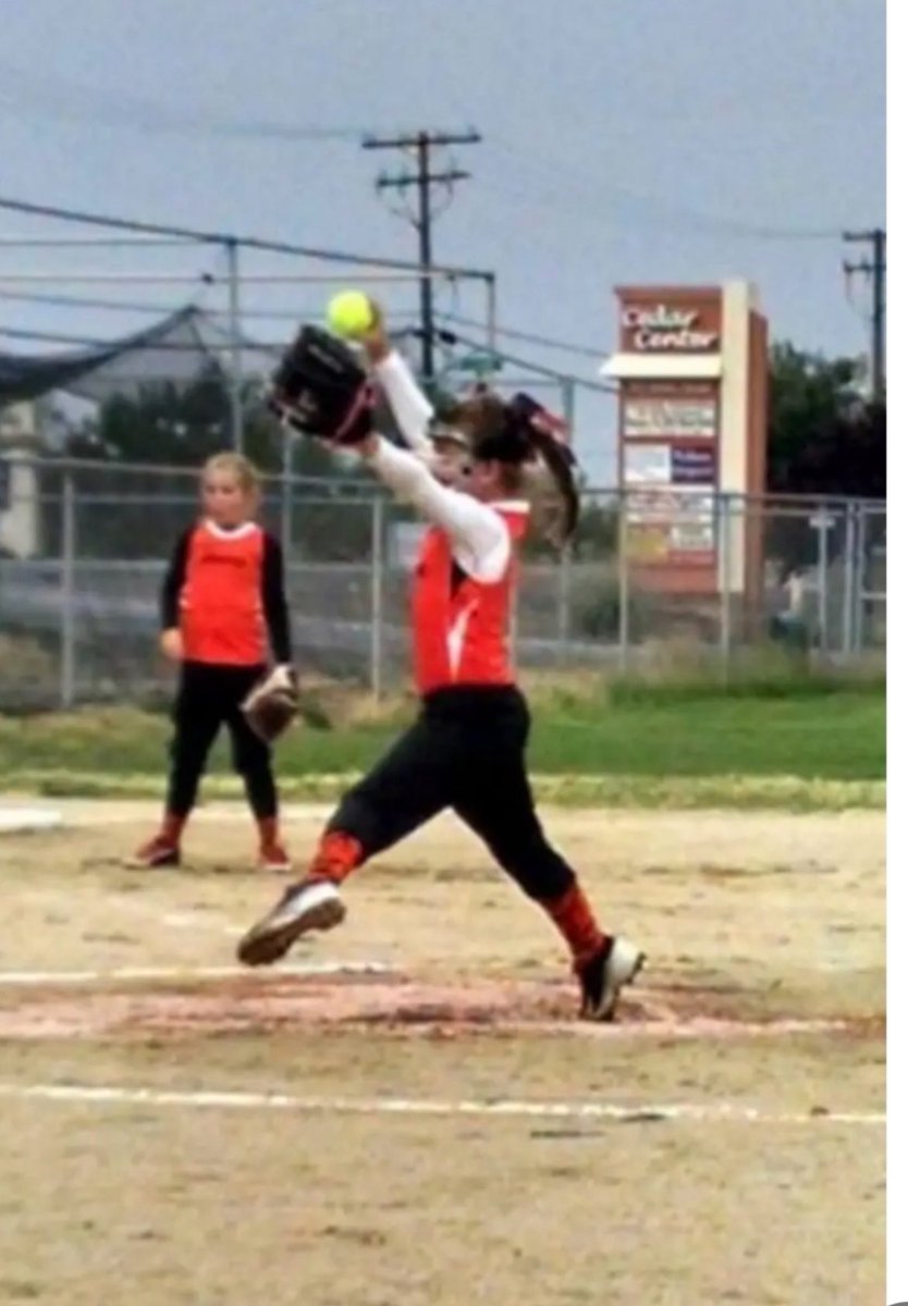 Sammi2026's tweet photo. I didn’t know how to throw a riseball or a changeup here. My parents prayed I would just get it over the plate 😂 Some things are just meant to be. 
Good luck friends! 🫶 https://t.co/I3IJz3nrsP
