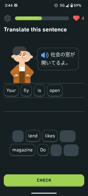 I'm doing my Japanese on Duolingo and the literal translation is "The window to society is open" meaning