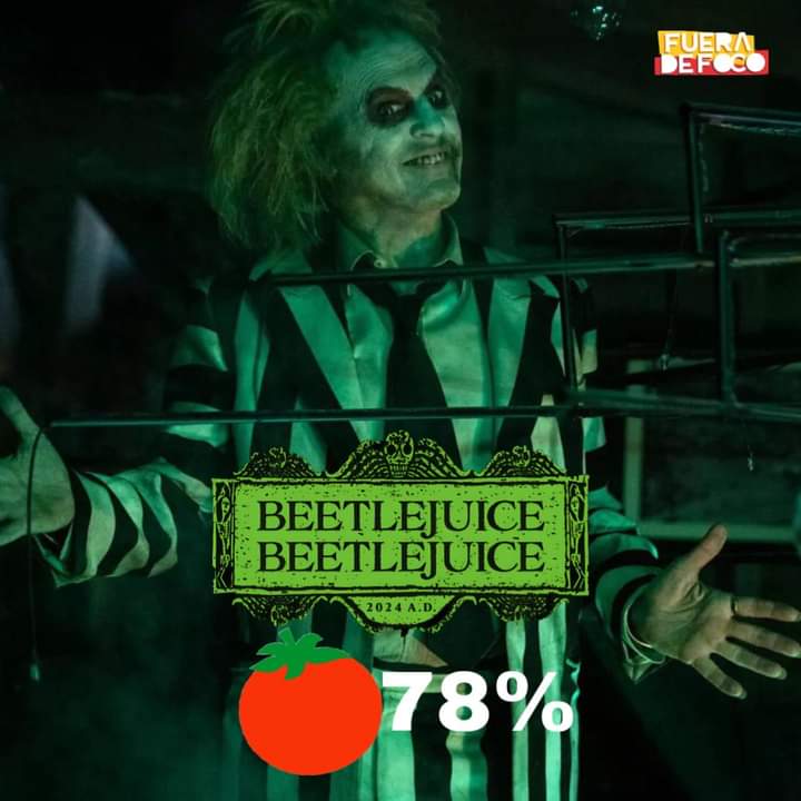 JAVE61's tweet photo. ¡RECIBE BUENA CALIFICACIÓN! 👍 Tras su premiere en el Festival de #Venecia, #Beetlejuice de #TimBurton recibe 78% de aprobación de la crítica en #RottenTomatoes.  en su mayoría, positivos, que resaltan el trabajo del director y los efectos prácticos utilizados en la película https://t.co/HhajdoePgv