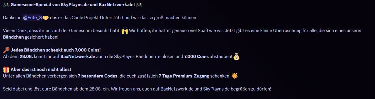 SkyPlayns's tweet photo. 🎮 **Gamescom-Special von https://t.co/EL7KxY7YDo und https://t.co/Cat5XMgztG!** 🎮

Danke an das @BaxNetzwerk  das die da mit machen und uns Unterstützten und wir das so groß machen können 

DISCORD: https://t.co/wVeO6Nyek6 https://t.co/UkwSpJnJzs