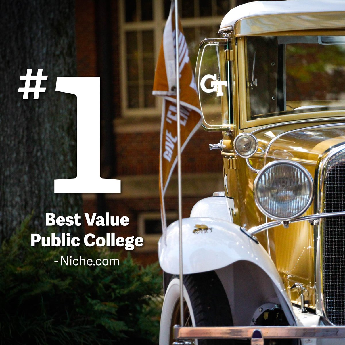 Georgia Tech excellence! GT was ranked as the top public institution for best value by Niche.com.